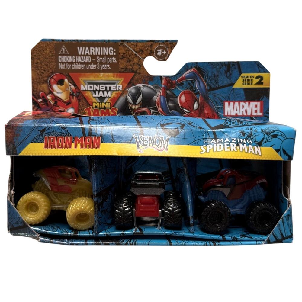 Monster Jam Mini Jams Marvel Iron Man Spiderman Venom NEW